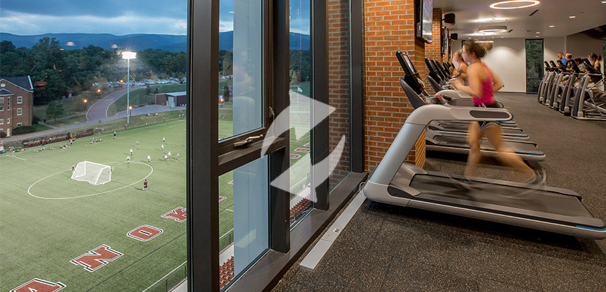 Students working out in Cregger Center